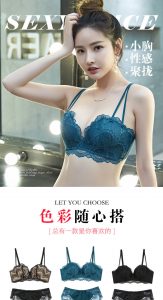 蕾丝内衣内裤套装女文胸聚拢无钢圈收副乳防下垂上托性感女士小胸-DMC